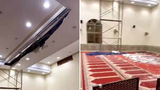 انهيار سقف مسجد في دولة عربية أثناء صلاة التراويح